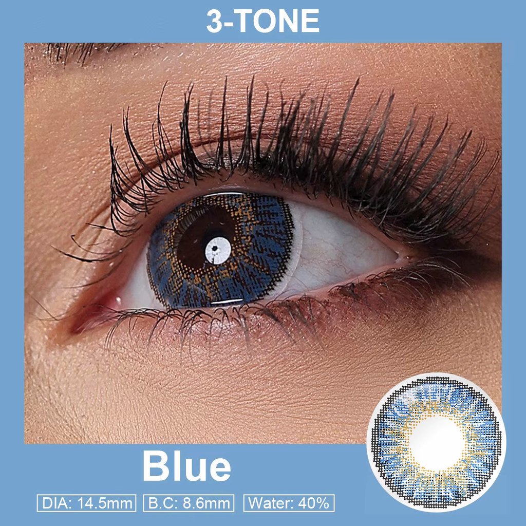 3-Tone Blue Colored Contact Lenses