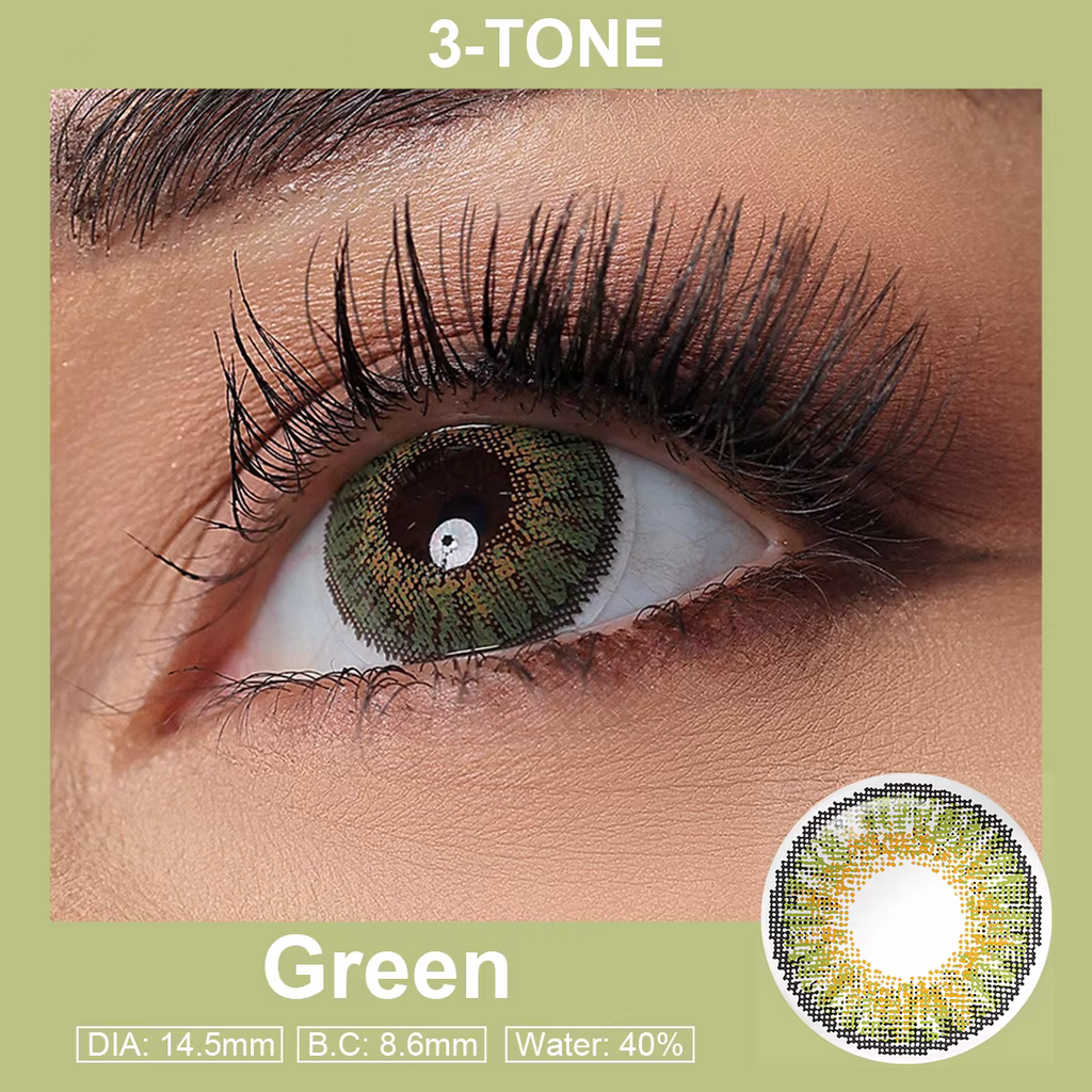 3-Tone Green Colored Contact Lenses