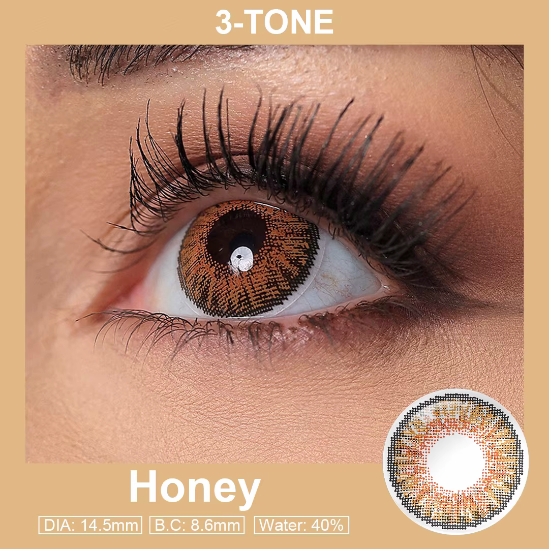 3-Tone Honey Colored Contact Lenses
