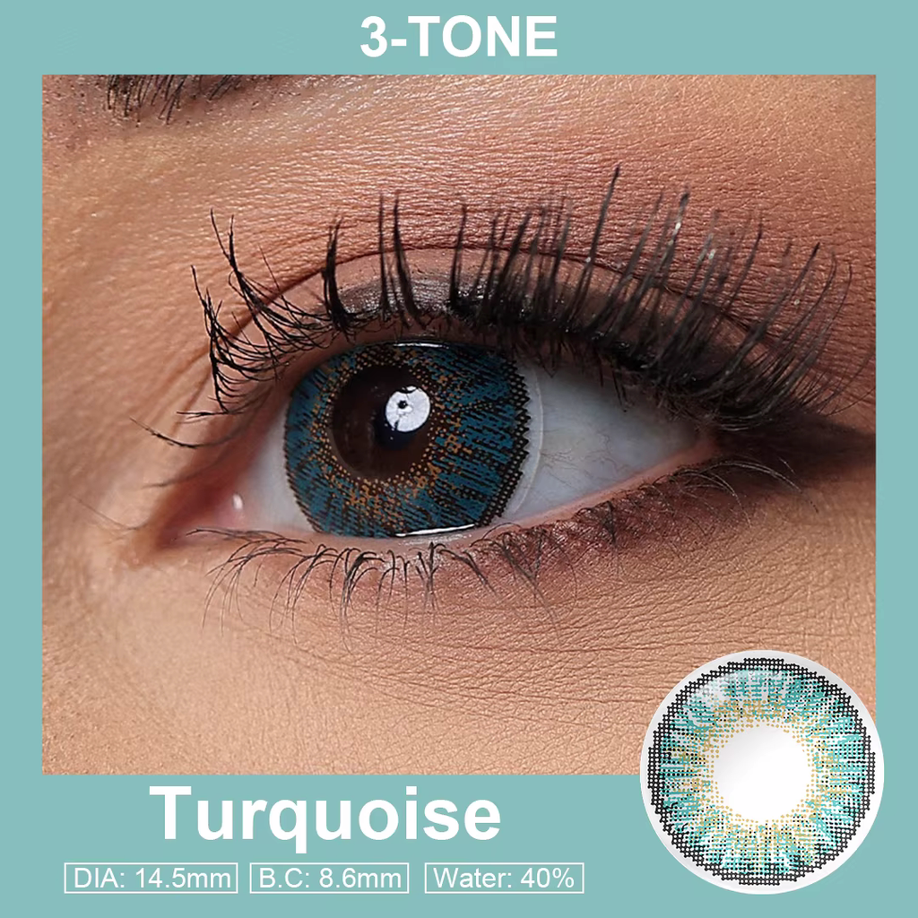 3-Tone Turquoise Colored Contact Lenses