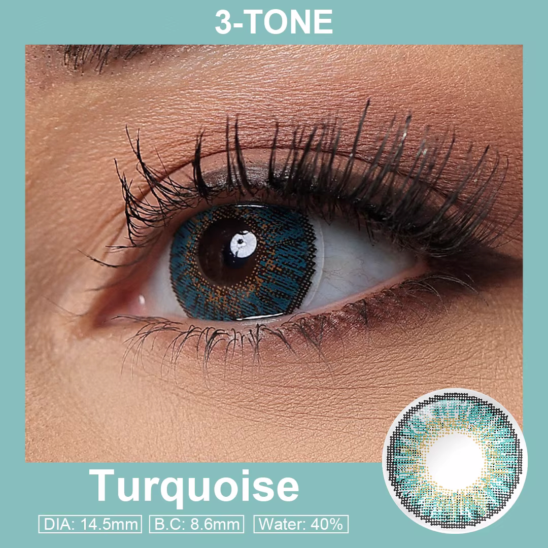 3-Tone Turquoise Colored Contact Lenses